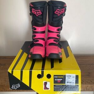 Fox Youth Comp 5  Pink and Black Moto Boots Youth 7